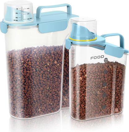 5-7Lbs Dog Cat Food Storage Container with Upgraded Large Nozzle BPA-free, 4 Snap Seals Plastic Pet Food Storage Containers with Handles are Easy to Clean and Carry