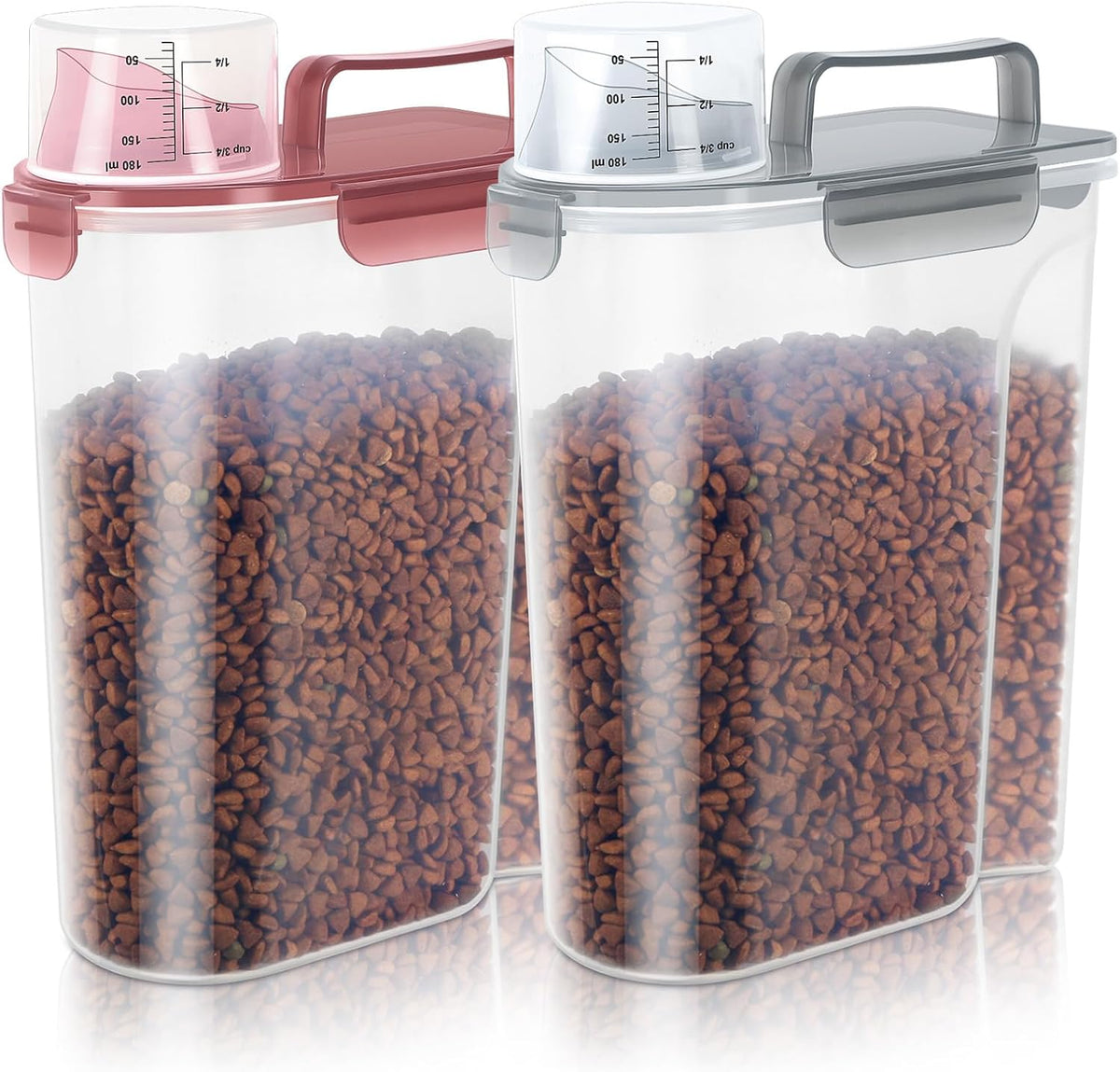 5-7Lbs Dog Cat Food Storage Container with Upgraded Large Nozzle BPA-free, 4 Snap Seals Plastic Pet Food Storage Containers with Handles are Easy to Clean and Carry