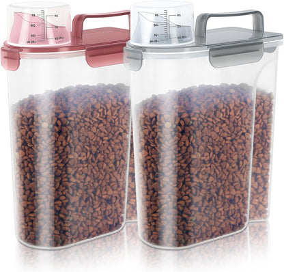 5-7Lbs Dog Cat Food Storage Container with Upgraded Large Nozzle BPA-free, 4 Snap Seals Plastic Pet Food Storage Containers with Handles are Easy to Clean and Carry