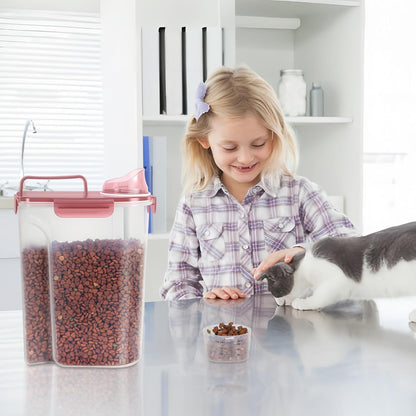 5-7Lbs Dog Cat Food Storage Container with Upgraded Large Nozzle BPA-free, 4 Snap Seals Plastic Pet Food Storage Containers with Handles are Easy to Clean and Carry