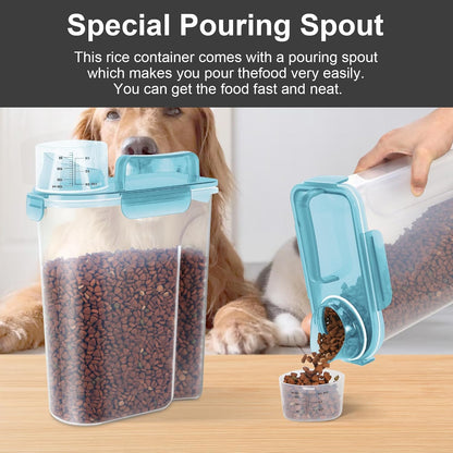 5-7Lbs Dog Cat Food Storage Container with Upgraded Large Nozzle BPA-free, 4 Snap Seals Plastic Pet Food Storage Containers with Handles are Easy to Clean and Carry