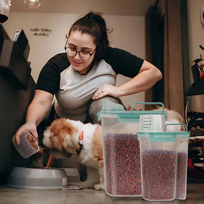 5-7Lbs Dog Cat Food Storage Container with Upgraded Large Nozzle BPA-free, 4 Snap Seals Plastic Pet Food Storage Containers with Handles are Easy to Clean and Carry