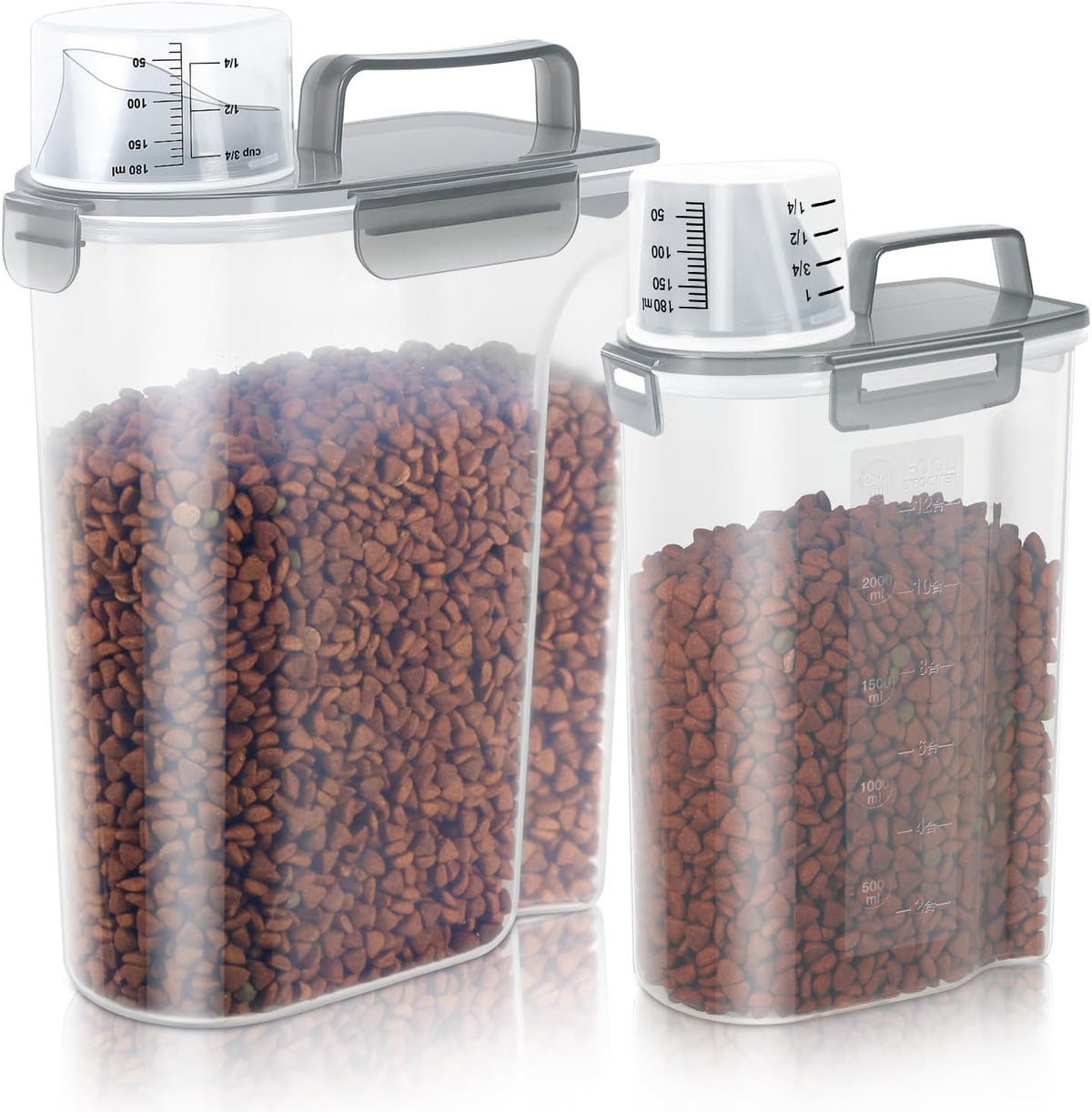5-7Lbs Dog Cat Food Storage Container with Upgraded Large Nozzle BPA-free, 4 Snap Seals Plastic Pet Food Storage Containers with Handles are Easy to Clean and Carry