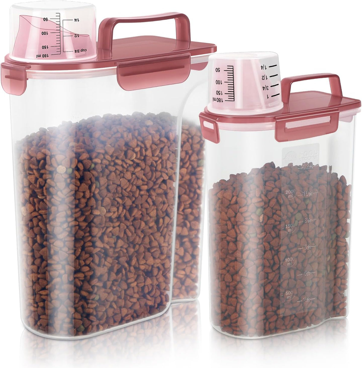 5-7Lbs Dog Cat Food Storage Container with Upgraded Large Nozzle BPA-free, 4 Snap Seals Plastic Pet Food Storage Containers with Handles are Easy to Clean and Carry