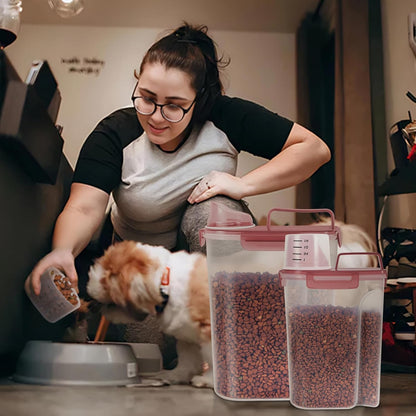 5-7Lbs Dog Cat Food Storage Container with Upgraded Large Nozzle BPA-free, 4 Snap Seals Plastic Pet Food Storage Containers with Handles are Easy to Clean and Carry