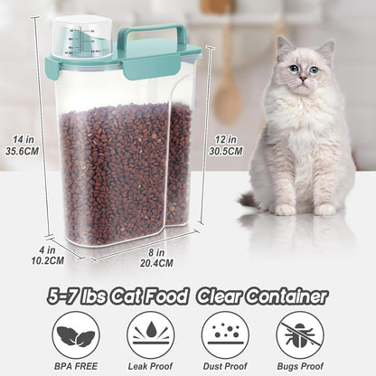 5-7Lbs Dog Cat Food Storage Container with Upgraded Large Nozzle BPA-free, 4 Snap Seals Plastic Pet Food Storage Containers with Handles are Easy to Clean and Carry