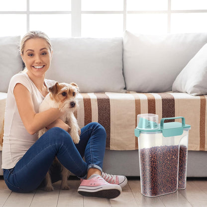 5-7Lbs Dog Cat Food Storage Container with Upgraded Large Nozzle BPA-free, 4 Snap Seals Plastic Pet Food Storage Containers with Handles are Easy to Clean and Carry