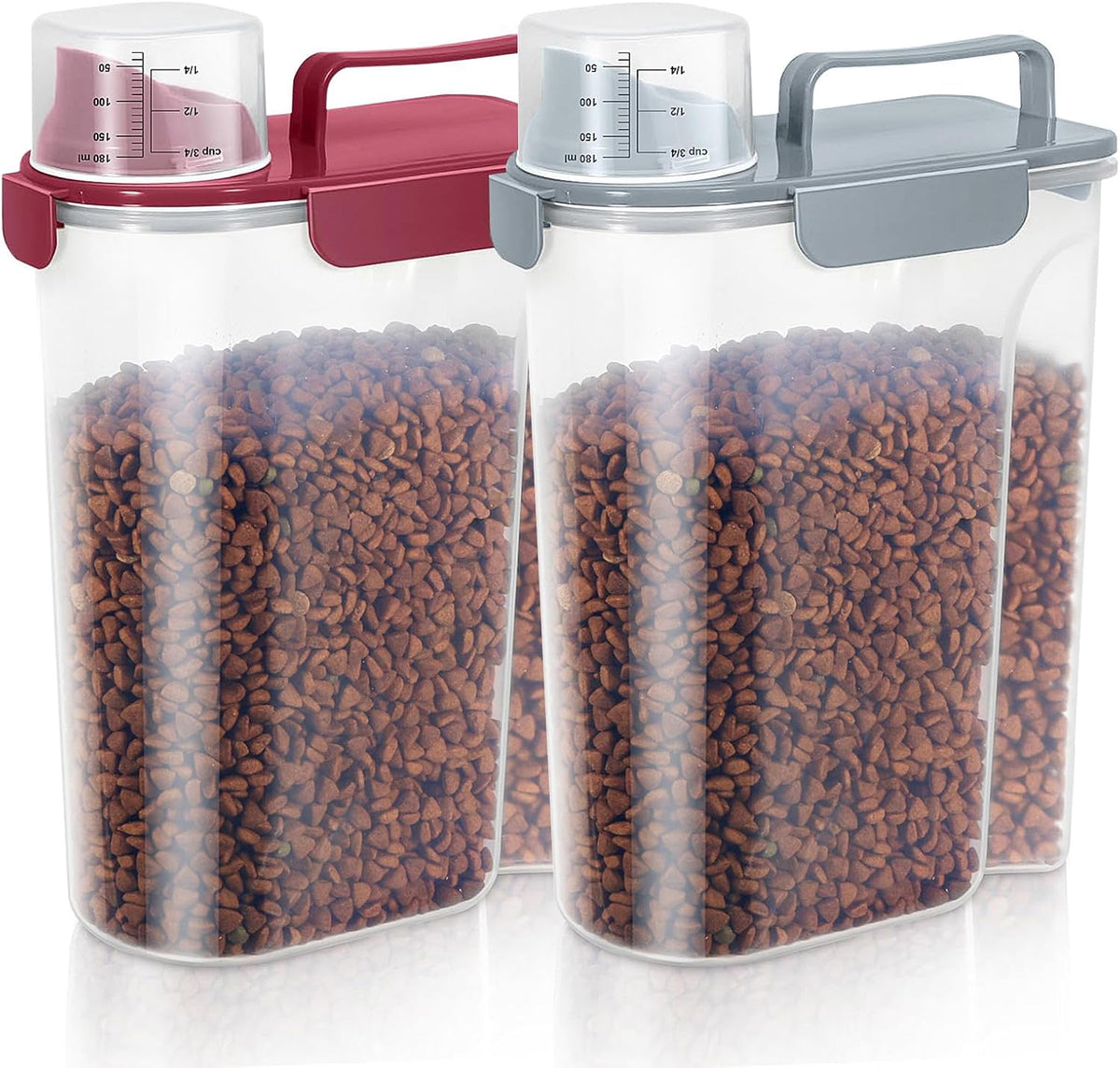 5-7Lbs Dog Cat Food Storage Container with Upgraded Large Nozzle BPA-free, 4 Snap Seals Plastic Pet Food Storage Containers with Handles are Easy to Clean and Carry