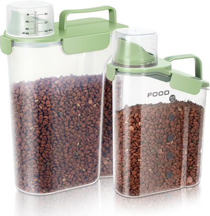 5-7Lbs Dog Cat Food Storage Container with Upgraded Large Nozzle BPA-free, 4 Snap Seals Plastic Pet Food Storage Containers with Handles are Easy to Clean and Carry