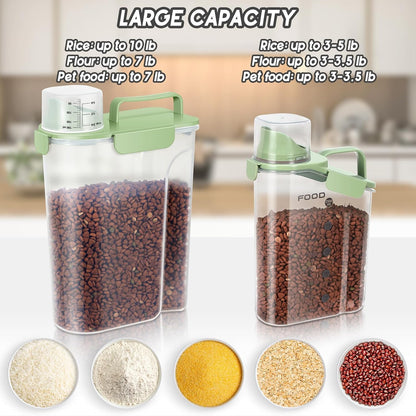5-7Lbs Dog Cat Food Storage Container with Upgraded Large Nozzle BPA-free, 4 Snap Seals Plastic Pet Food Storage Containers with Handles are Easy to Clean and Carry