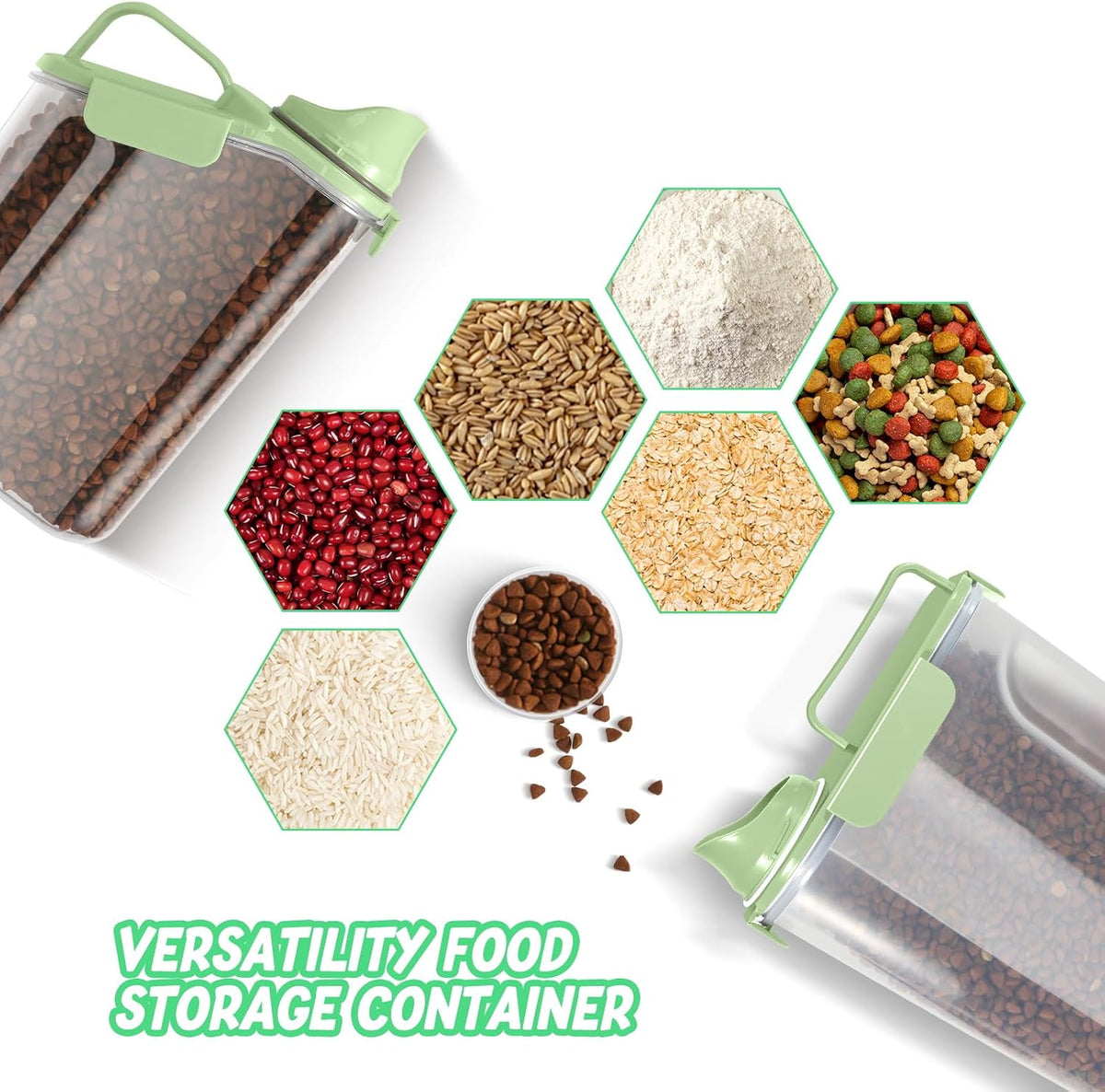 5-7Lbs Dog Cat Food Storage Container with Upgraded Large Nozzle BPA-free, 4 Snap Seals Plastic Pet Food Storage Containers with Handles are Easy to Clean and Carry