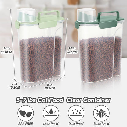 5-7Lbs Dog Cat Food Storage Container with Upgraded Large Nozzle BPA-free, 4 Snap Seals Plastic Pet Food Storage Containers with Handles are Easy to Clean and Carry