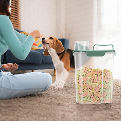 5-7Lbs Dog Cat Food Storage Container with Upgraded Large Nozzle BPA-free, 4 Snap Seals Plastic Pet Food Storage Containers with Handles are Easy to Clean and Carry