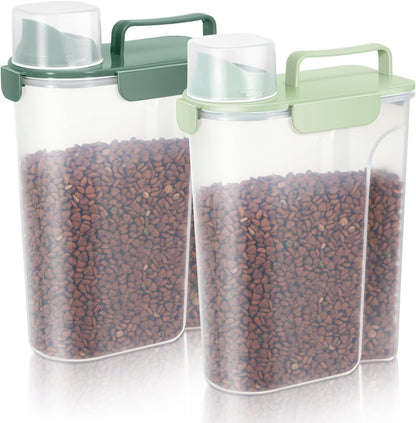 5-7Lbs Dog Cat Food Storage Container with Upgraded Large Nozzle BPA-free, 4 Snap Seals Plastic Pet Food Storage Containers with Handles are Easy to Clean and Carry