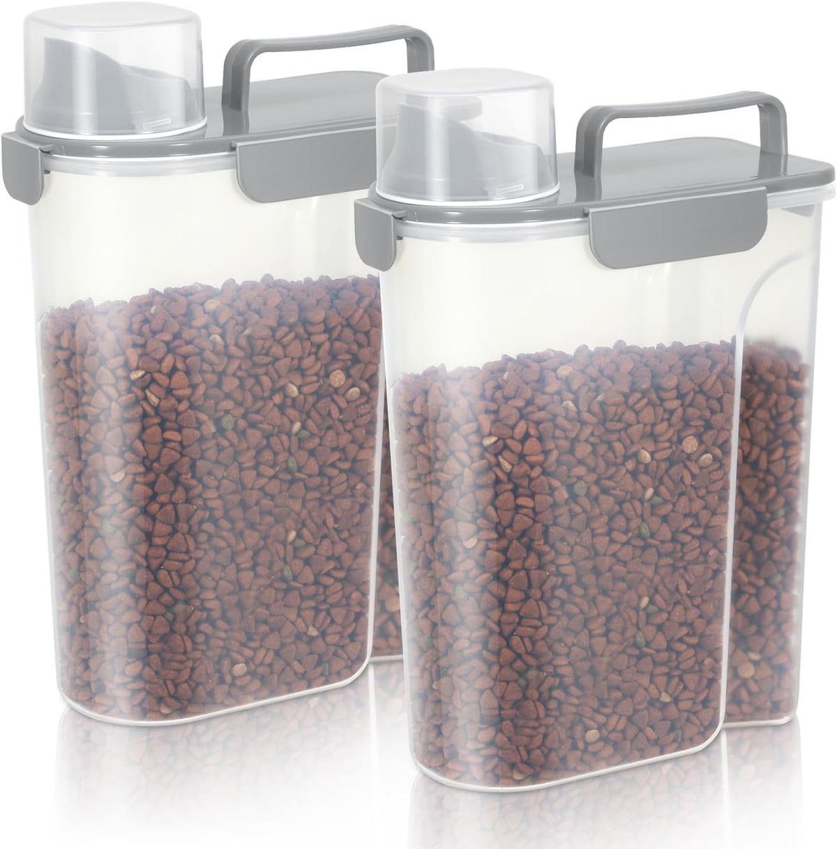 5-7Lbs Dog Cat Food Storage Container with Upgraded Large Nozzle BPA-free, 4 Snap Seals Plastic Pet Food Storage Containers with Handles are Easy to Clean and Carry