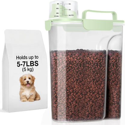 5-7Lbs Dog Cat Food Storage Container with Upgraded Large Nozzle BPA-free, 4 Snap Seals Plastic Pet Food Storage Containers with Handles are Easy to Clean and Carry