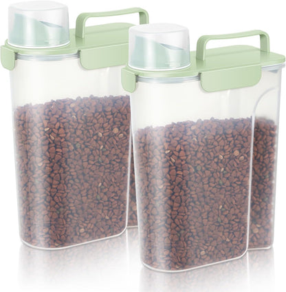 5-7Lbs Dog Cat Food Storage Container with Upgraded Large Nozzle BPA-free, 4 Snap Seals Plastic Pet Food Storage Containers with Handles are Easy to Clean and Carry