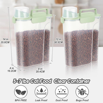 5-7Lbs Dog Cat Food Storage Container with Upgraded Large Nozzle BPA-free, 4 Snap Seals Plastic Pet Food Storage Containers with Handles are Easy to Clean and Carry