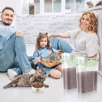 5-7Lbs Dog Cat Food Storage Container with Upgraded Large Nozzle BPA-free, 4 Snap Seals Plastic Pet Food Storage Containers with Handles are Easy to Clean and Carry