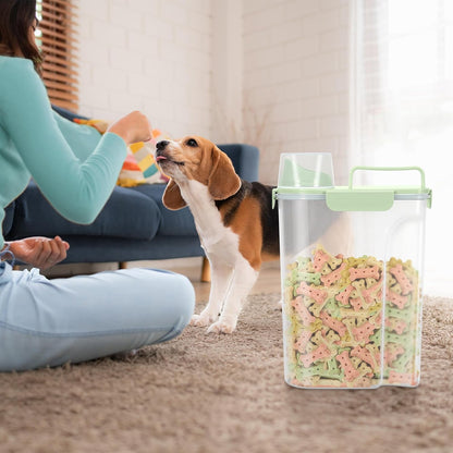 5-7Lbs Dog Cat Food Storage Container with Upgraded Large Nozzle BPA-free, 4 Snap Seals Plastic Pet Food Storage Containers with Handles are Easy to Clean and Carry