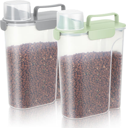 5-7Lbs Dog Cat Food Storage Container with Upgraded Large Nozzle BPA-free, 4 Snap Seals Plastic Pet Food Storage Containers with Handles are Easy to Clean and Carry
