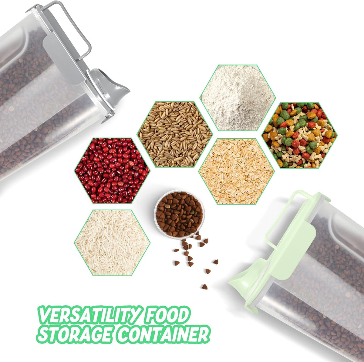 5-7Lbs Dog Cat Food Storage Container with Upgraded Large Nozzle BPA-free, 4 Snap Seals Plastic Pet Food Storage Containers with Handles are Easy to Clean and Carry