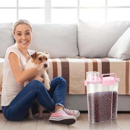5-7Lbs Dog Cat Food Storage Container with Upgraded Large Nozzle BPA-free, 4 Snap Seals Plastic Pet Food Storage Containers with Handles are Easy to Clean and Carry