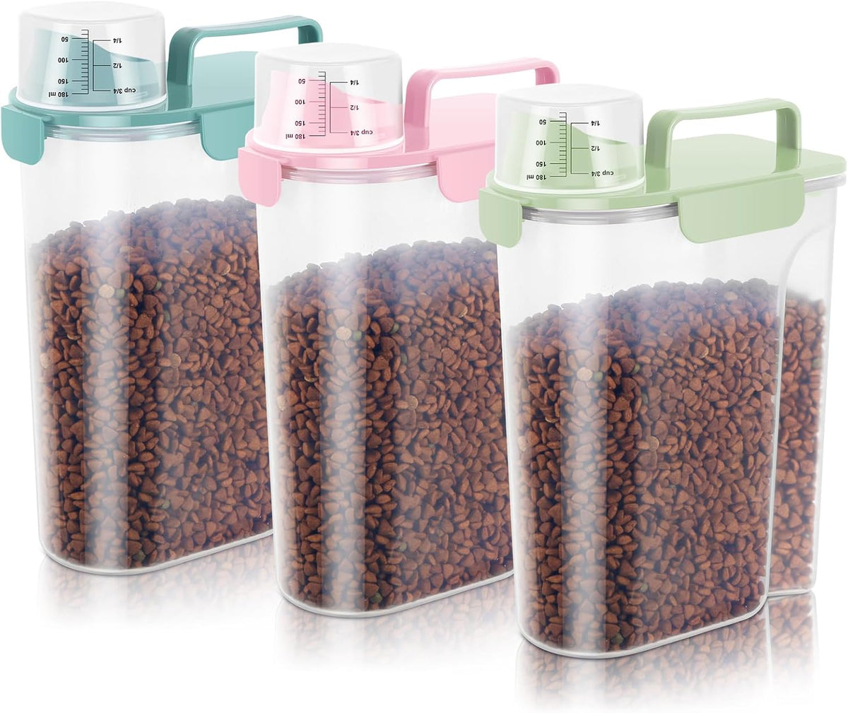 5-7Lbs Dog Cat Food Storage Container with Upgraded Large Nozzle BPA-free, 4 Snap Seals Plastic Pet Food Storage Containers with Handles are Easy to Clean and Carry