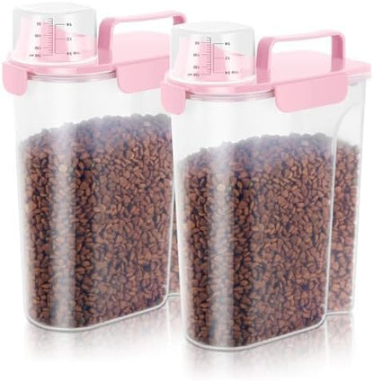 5-7Lbs Dog Cat Food Storage Container with Upgraded Large Nozzle BPA-free, 4 Snap Seals Plastic Pet Food Storage Containers with Handles are Easy to Clean and Carry