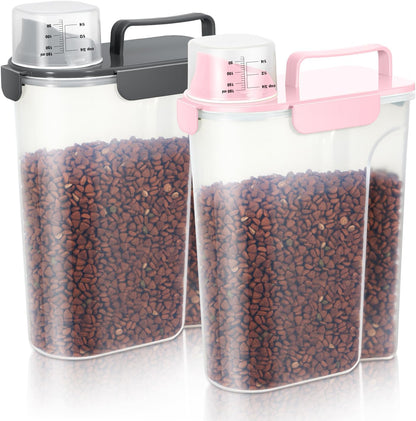5-7Lbs Dog Cat Food Storage Container with Upgraded Large Nozzle BPA-free, 4 Snap Seals Plastic Pet Food Storage Containers with Handles are Easy to Clean and Carry