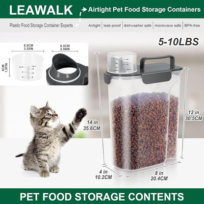 5-7Lbs Dog Cat Food Storage Container with Upgraded Large Nozzle BPA-free, 4 Snap Seals Plastic Pet Food Storage Containers with Handles are Easy to Clean and Carry