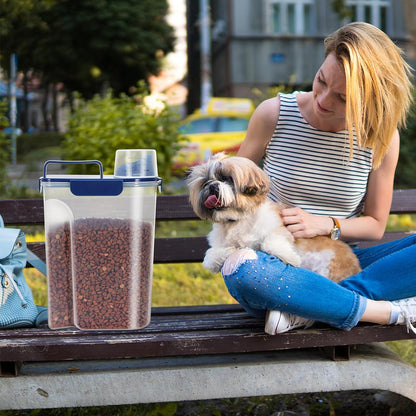 5-7Lbs Dog Cat Food Storage Container with Upgraded Large Nozzle BPA-free, 4 Snap Seals Plastic Pet Food Storage Containers with Handles are Easy to Clean and Carry