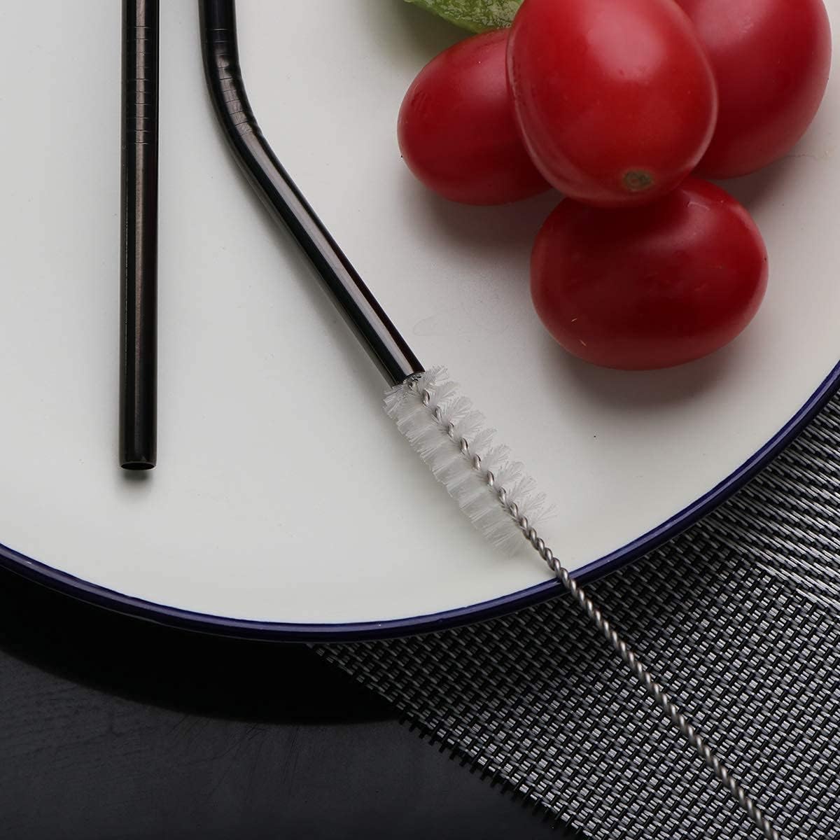 Travel Utensils Set with Case Reusable Portable Cutlery Set Stainless Steel 8pcs Including Dinner Knife Fork Spoon Chopsticks Straws(Silver)