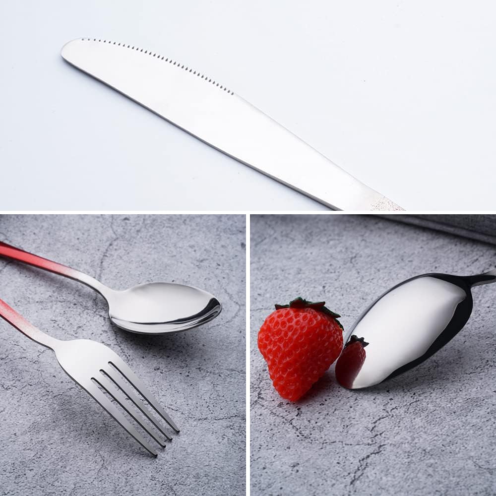 Travel Utensils Set with Case Reusable Portable Cutlery Set Stainless Steel 8pcs Including Dinner Knife Fork Spoon Chopsticks Straws(Silver)