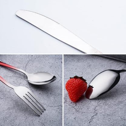 Travel Utensils Set with Case Reusable Portable Cutlery Set Stainless Steel 8pcs Including Dinner Knife Fork Spoon Chopsticks Straws(Silver)