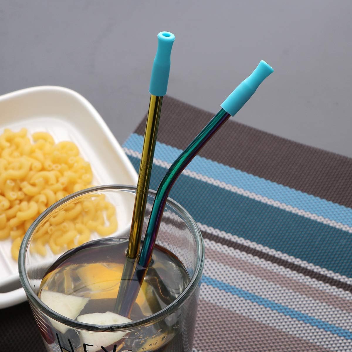 Travel Utensils Set with Case Reusable Portable Cutlery Set Stainless Steel 8pcs Including Dinner Knife Fork Spoon Chopsticks Straws(Silver)