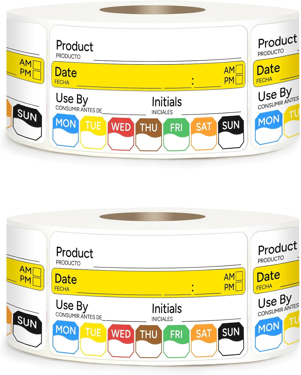 2 Rolls 1000 Pcs 1 X 2 inch Removable Food Date Sticker Labels, Easy to Write for Freezer, Refrigerator Food Containers Date Sticker, Leftover Labels (Blue-Red-US)