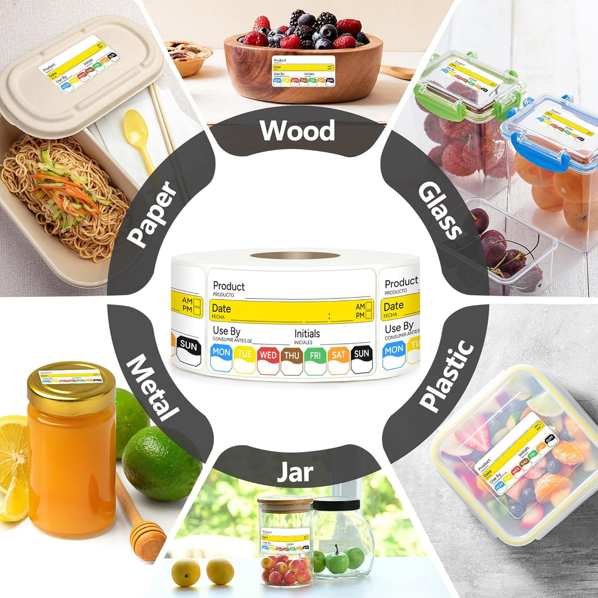 2 Rolls 1000 Pcs 1 X 2 inch Removable Food Date Sticker Labels, Easy to Write for Freezer, Refrigerator Food Containers Date Sticker, Leftover Labels (Blue-Red-US)