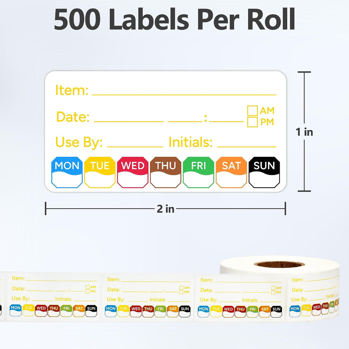2 Rolls 1000 Pcs 1 X 2 inch Removable Food Date Sticker Labels, Easy to Write for Freezer, Refrigerator Food Containers Date Sticker, Leftover Labels (Blue-Red-US)
