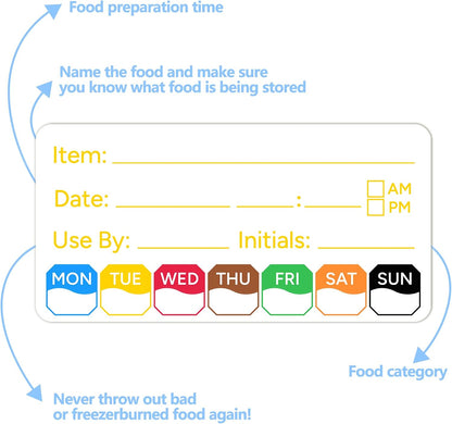 2 Rolls 1000 Pcs 1 X 2 inch Removable Food Date Sticker Labels, Easy to Write for Freezer, Refrigerator Food Containers Date Sticker, Leftover Labels (Blue-Red-US)