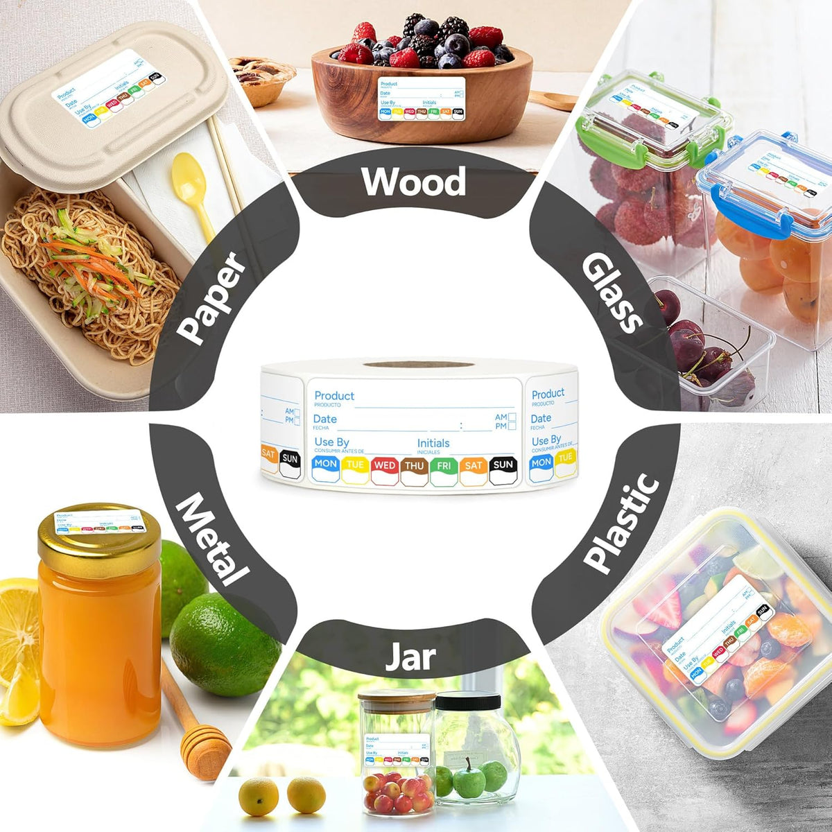 2 Rolls 1000 Pcs 1 X 2 inch Removable Food Date Sticker Labels, Easy to Write for Freezer, Refrigerator Food Containers Date Sticker, Leftover Labels (Blue-Red-US)