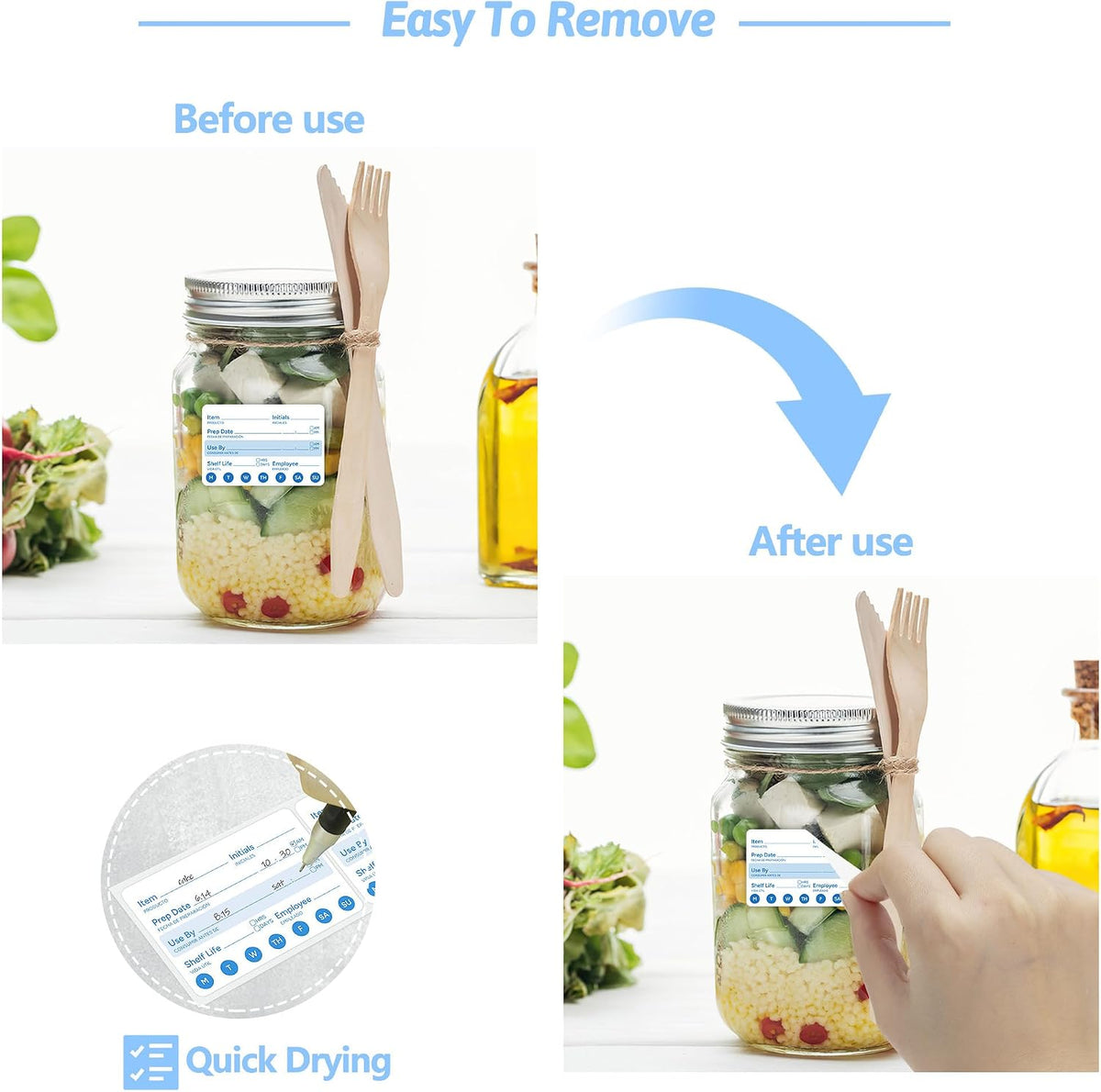 2 Rolls 1000 Pcs 1 X 2 inch Removable Food Date Sticker Labels, Easy to Write for Freezer, Refrigerator Food Containers Date Sticker, Leftover Labels (Blue-Red-US)