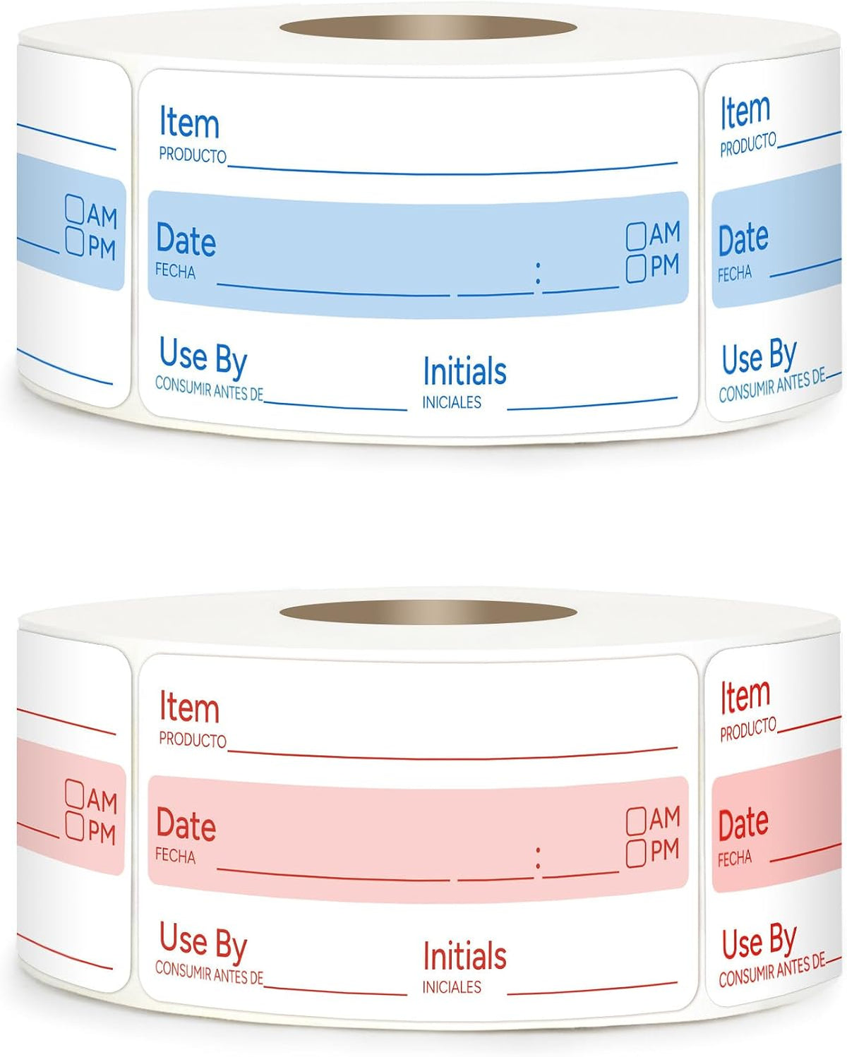 2 Rolls 1000 Pcs 1 X 2 inch Removable Food Date Sticker Labels, Easy to Write for Freezer, Refrigerator Food Containers Date Sticker, Leftover Labels (Blue-Red-US)