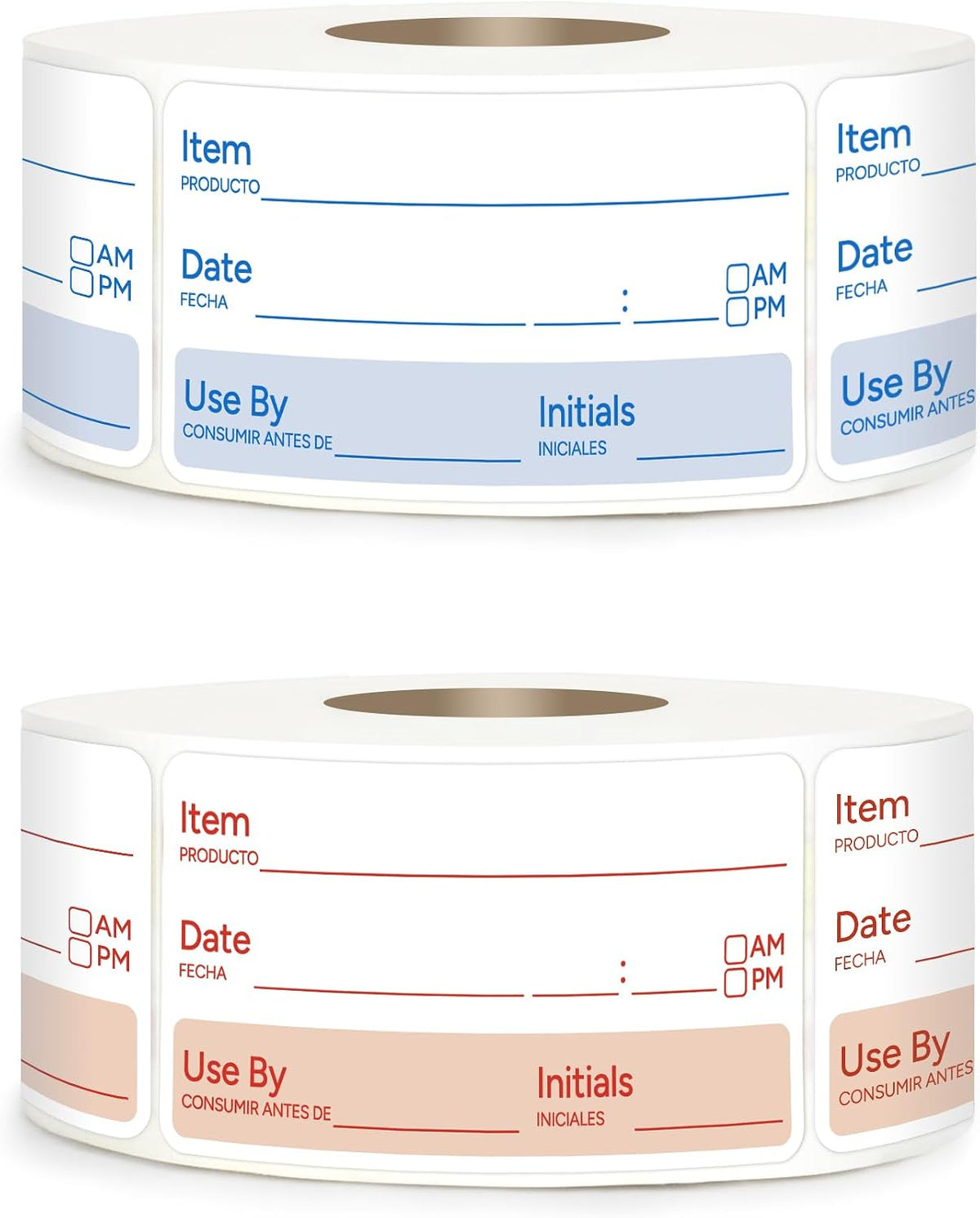 2 Rolls 1000 Pcs 1 X 2 inch Removable Food Date Sticker Labels, Easy to Write for Freezer, Refrigerator Food Containers Date Sticker, Leftover Labels (Blue-Red-US)