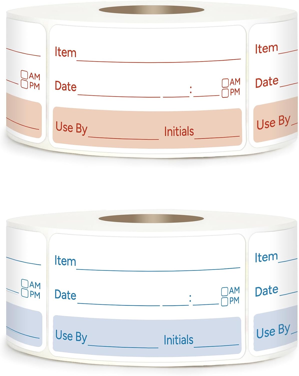 2 Rolls 1000 Pcs 1 X 2 inch Removable Food Date Sticker Labels, Easy to Write for Freezer, Refrigerator Food Containers Date Sticker, Leftover Labels (Blue-Red-US)