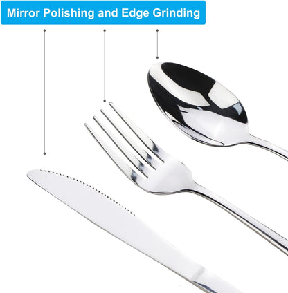 Travel Utensils With Case, Stainless Steel Reusable Portable Utensils Set With Case, Travel Silverware Set