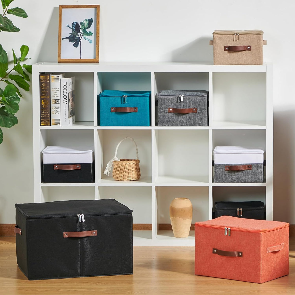 Storage Bins with Zipper Lids Decorative Lidded Baskets Boxes