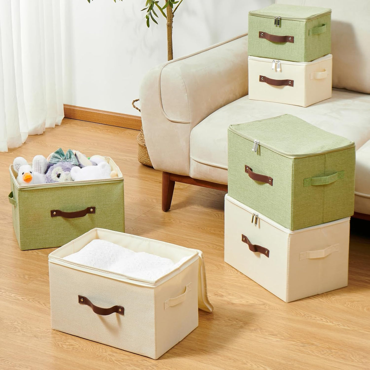 Storage Bins with Zipper Lids Decorative Lidded Baskets Boxes