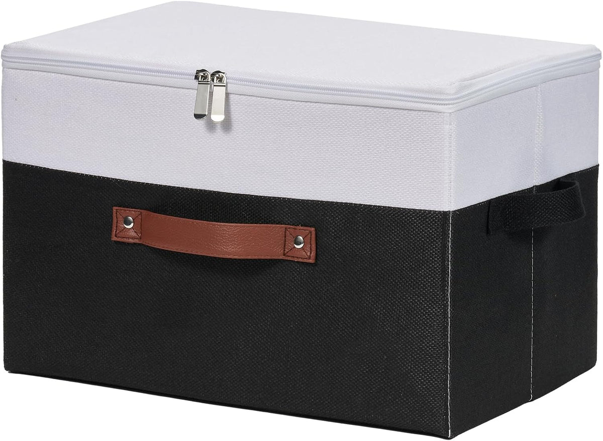 Storage Bins with Zipper Lids Decorative Lidded Baskets Boxes