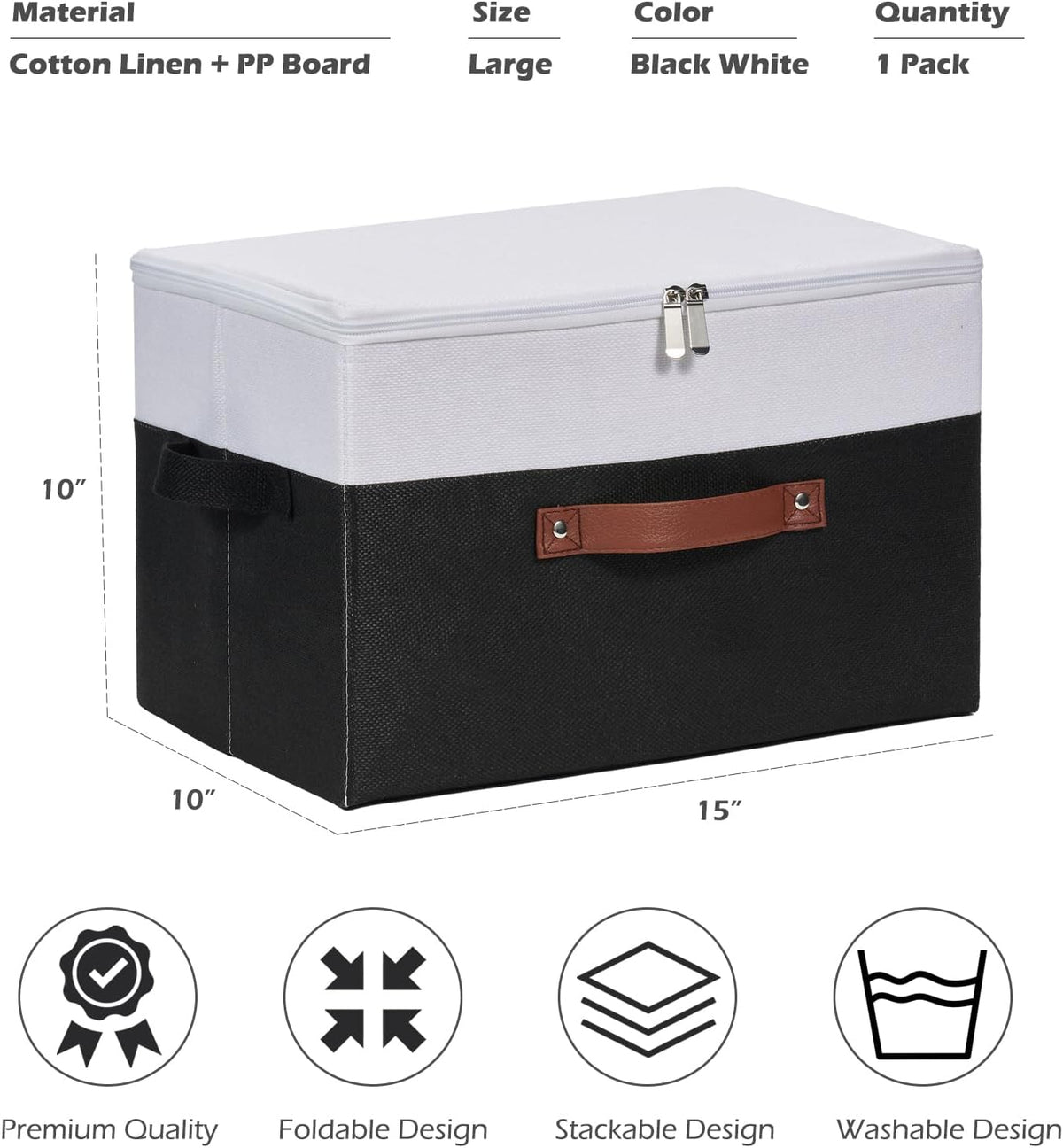 Storage Bins with Zipper Lids Decorative Lidded Baskets Boxes